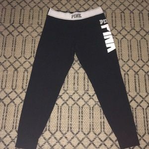 Pink Victoria’s Secret black cropped joggers